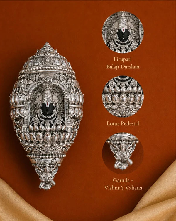 Tirupati Balaji Shankh – 999 Silver Plated