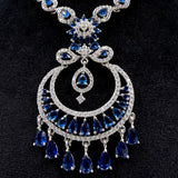 925 silver blue stone long necklace