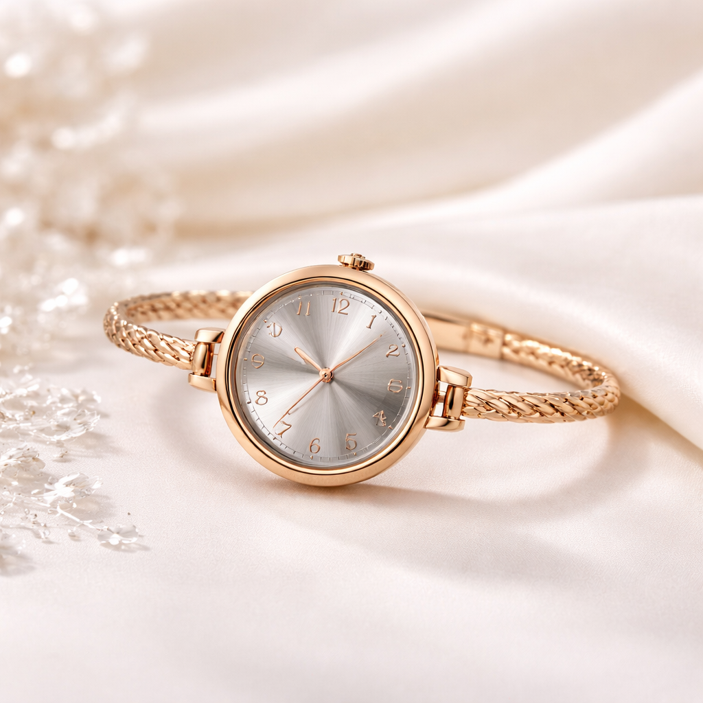925 silver rose gold kada watch for women