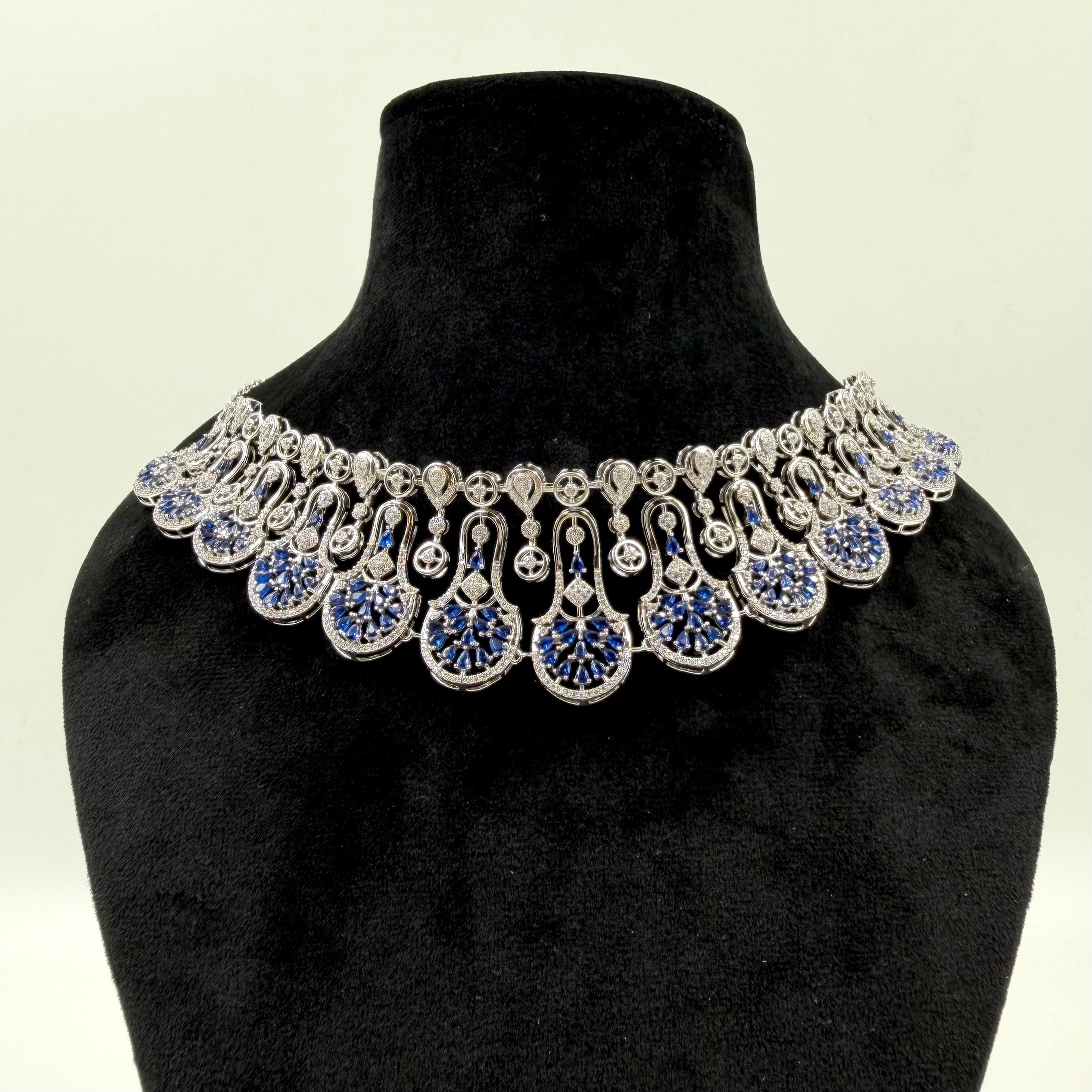 925 silver blue necklace for women