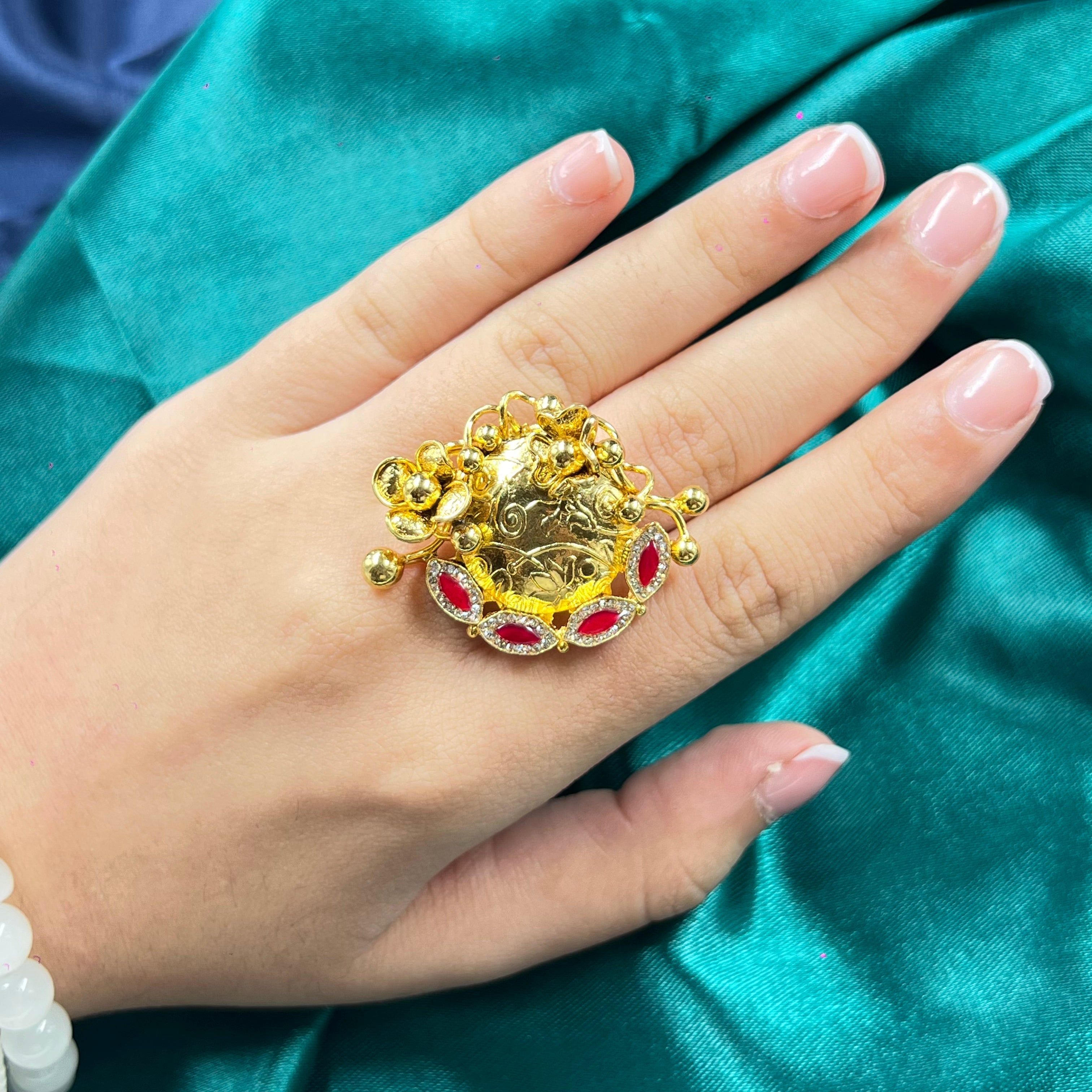 Designer Aarika Gold Polish Ring in silver