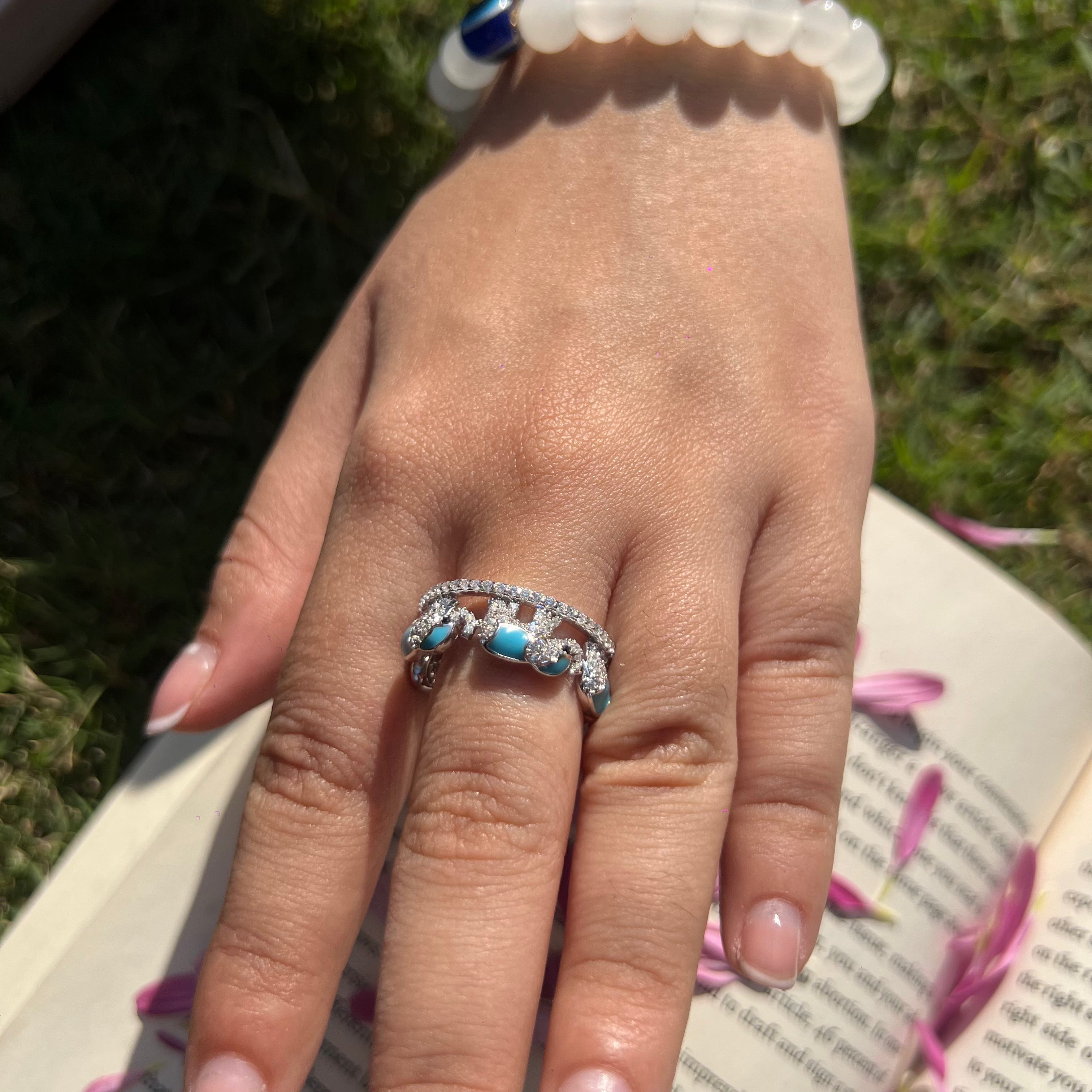 Aqua Jumbo silver Ring