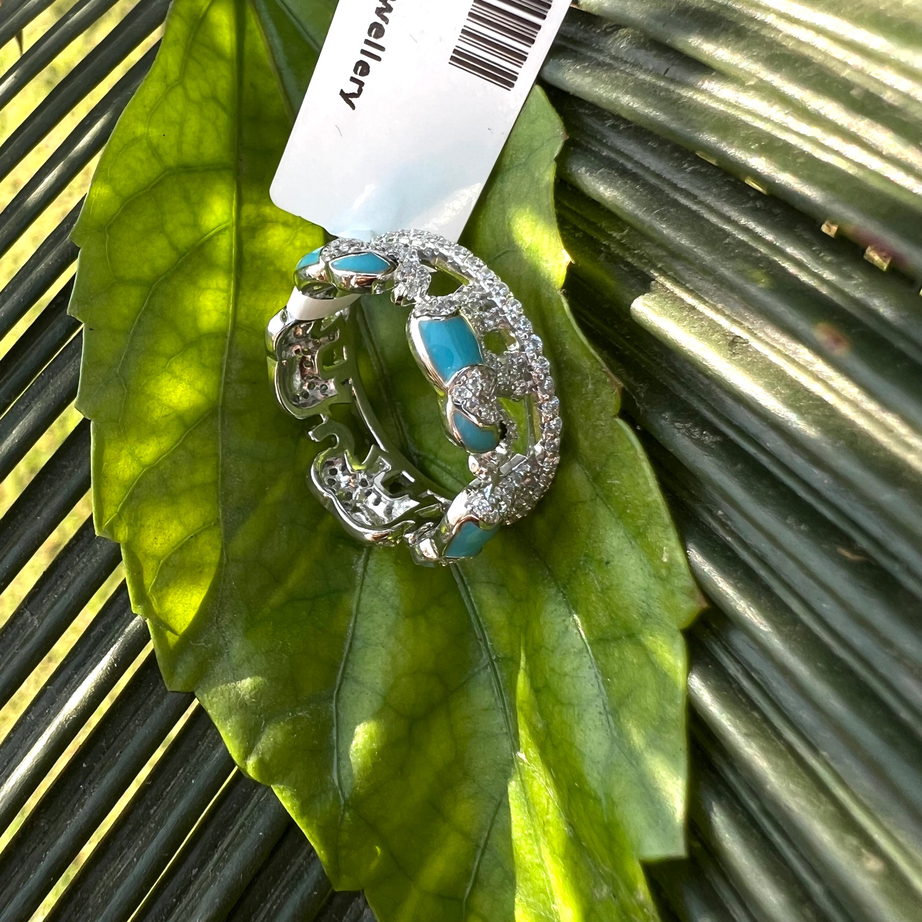 Aqua Jumbo Ring in Silver