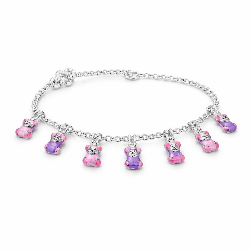Baby silver Bracelet with teddy bear charms