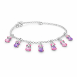 Baby silver Bracelet with teddy bear charms