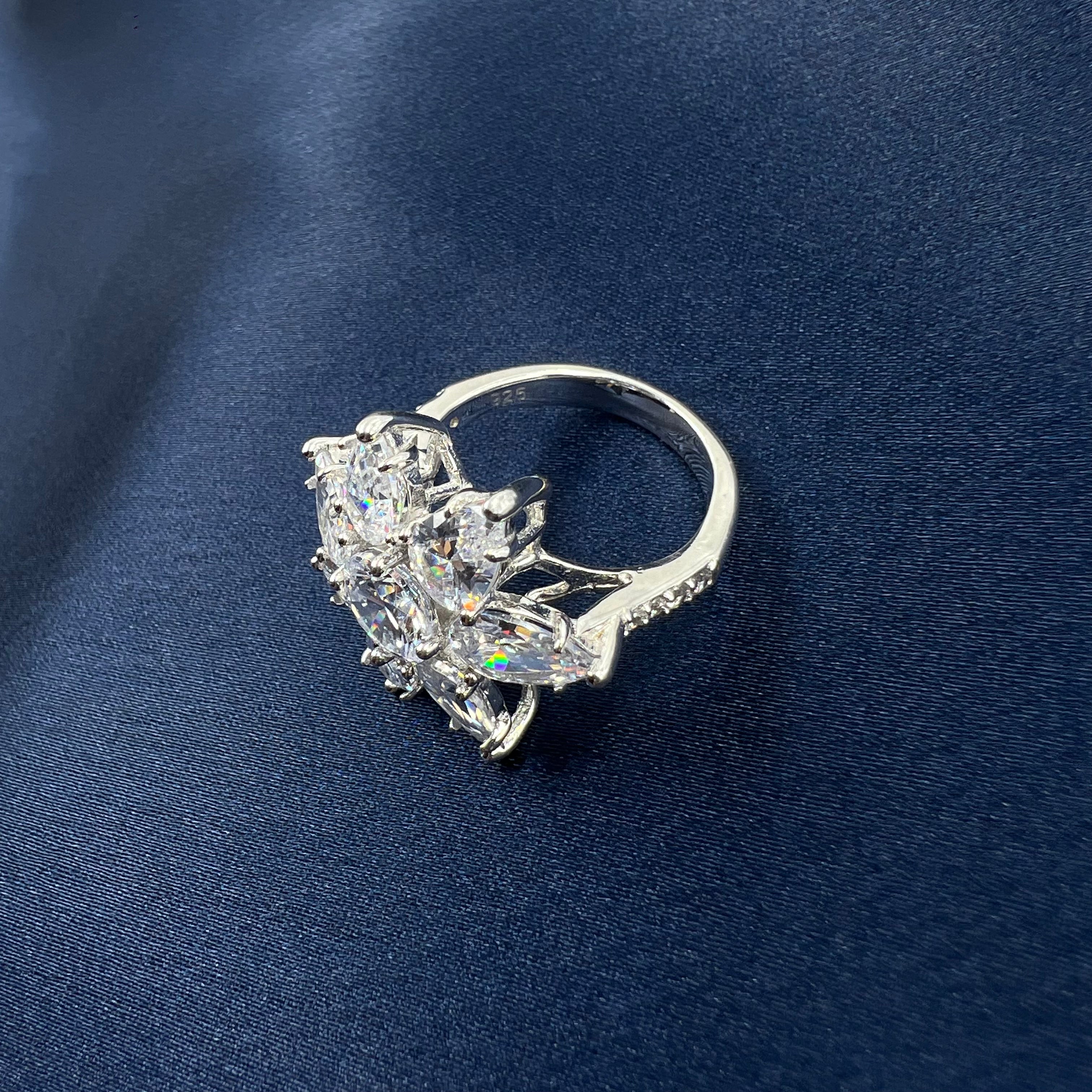 Blush Petal in silver Ring 