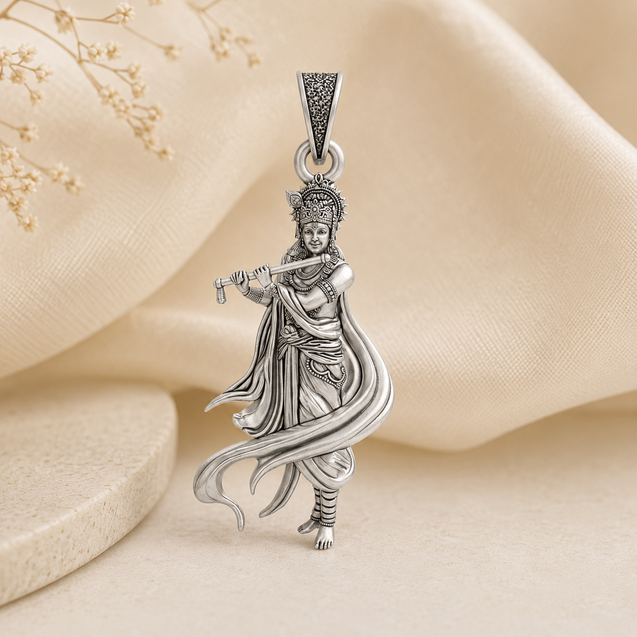 Krishna Silver Pendant