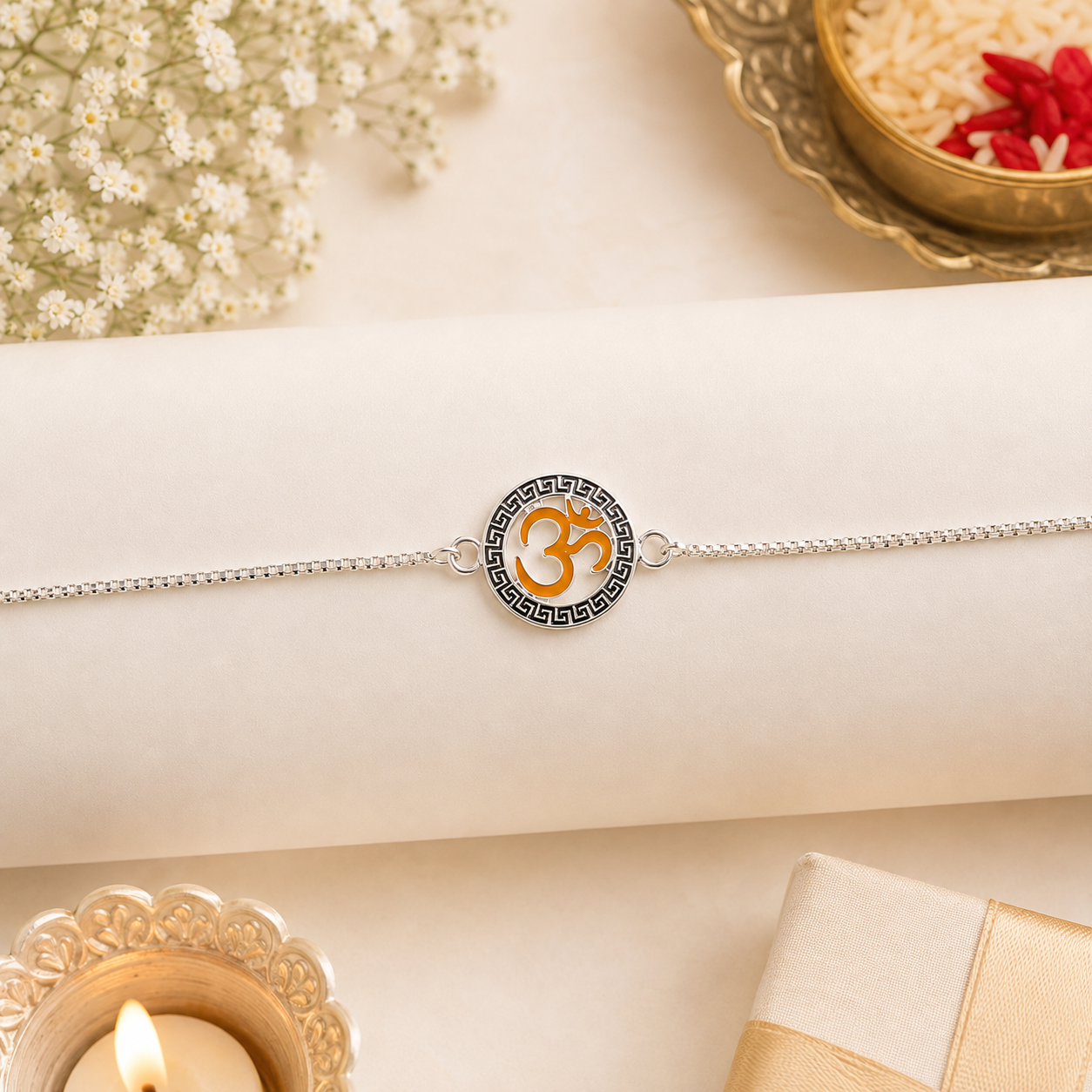 Pure Silver Om Rakhi