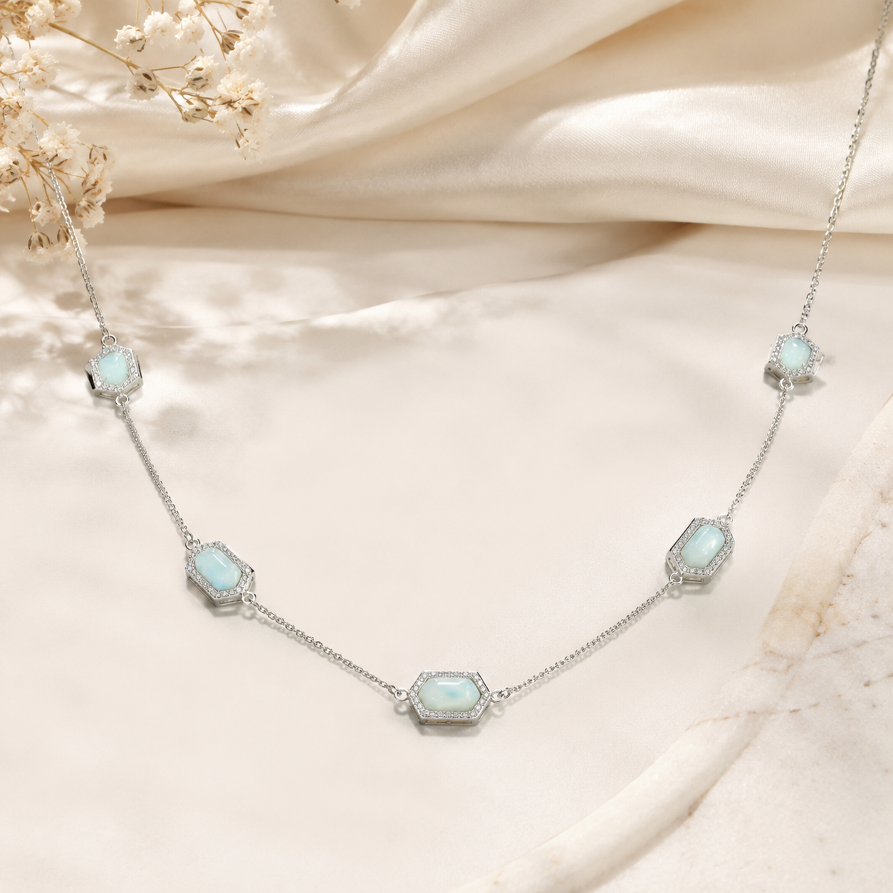 Larimar Azure Guardian Pendant Necklace