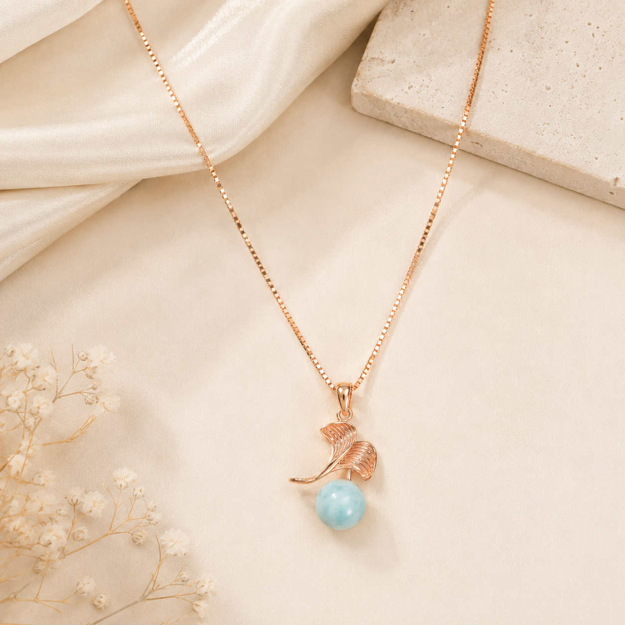Larimar Leaf Pendant
