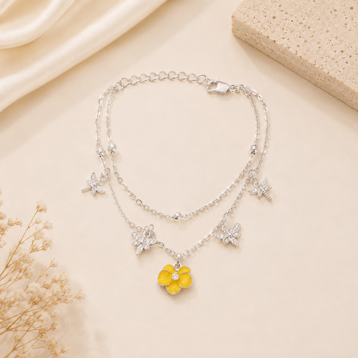 Golden Bloom Charm Bracelet