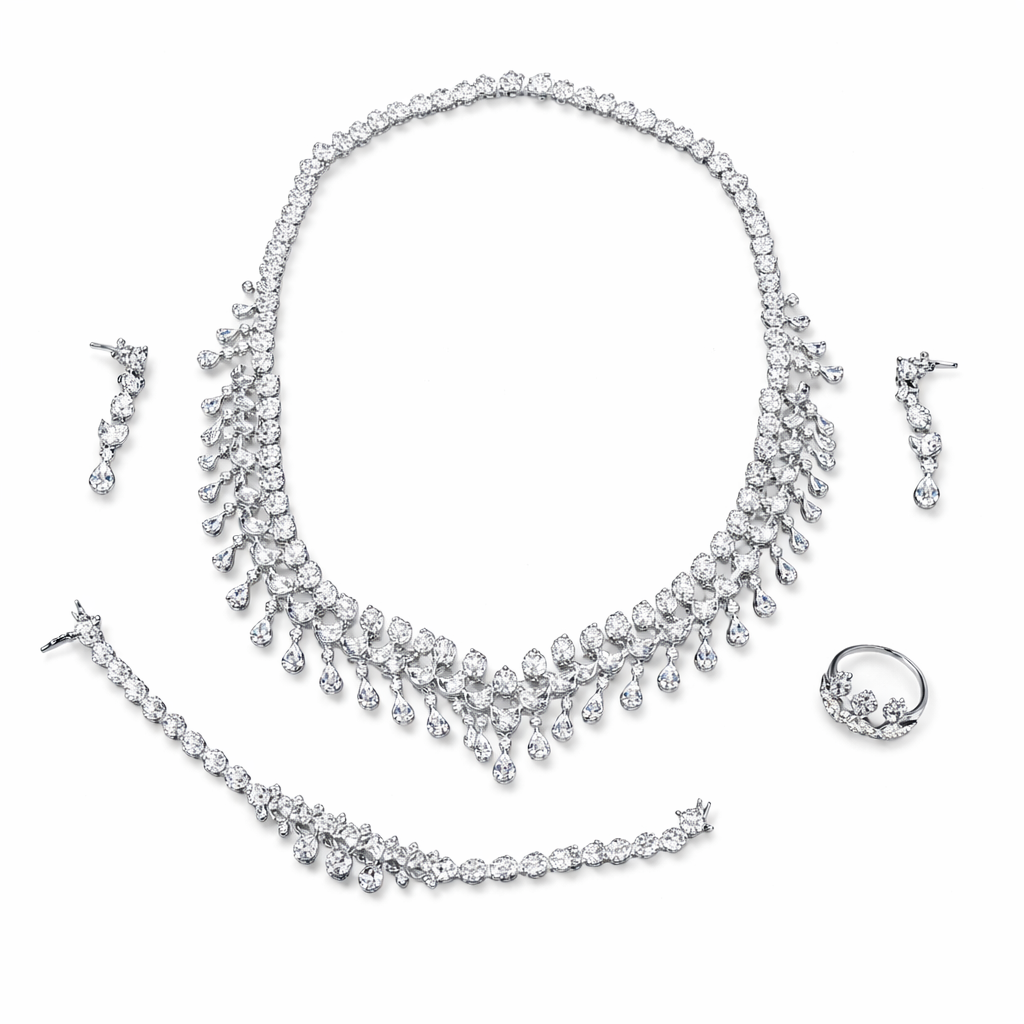 Stellar Veil Silver Necklace Set