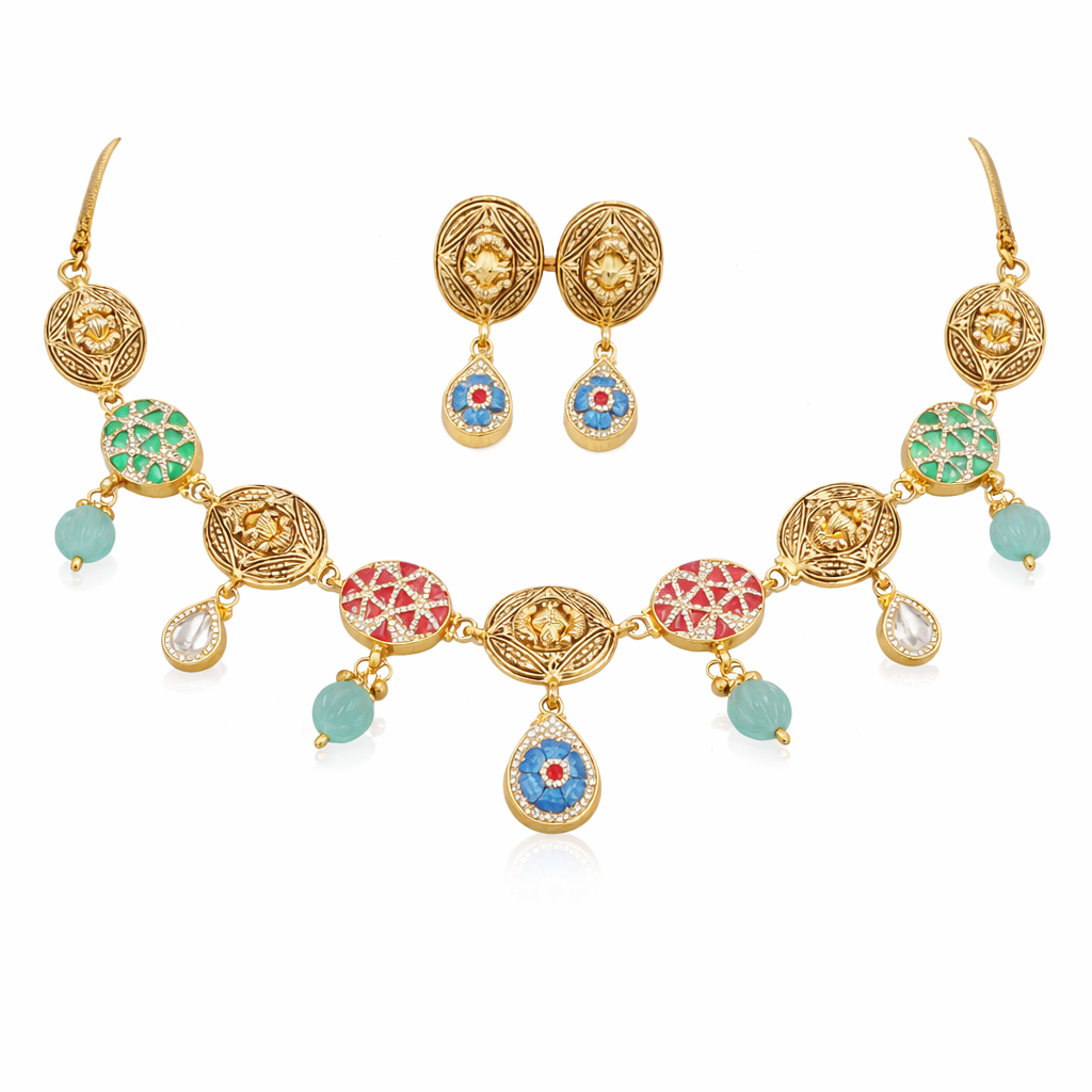 Nizami Gold Polish Necklace Set