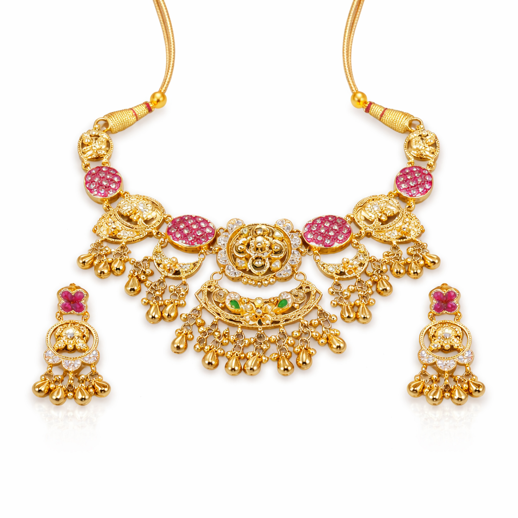Swarna Gajraj Gold Polish Necklace Set