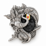 999 Silver Plated Shringar Krishna Face Idol on Premium MDF Base