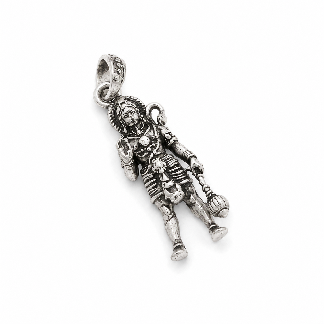 Divine Hanuman Oxidised Silver Pendant