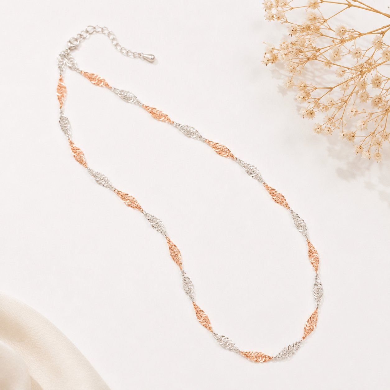 Rose & Silver Twist Chain
