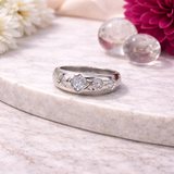 Silver ring with diamond accents