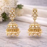 Vaishnavi Gold Polish Moissanite Polki Jhumkas