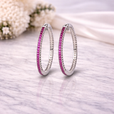 Pink Gem Hoop Earring