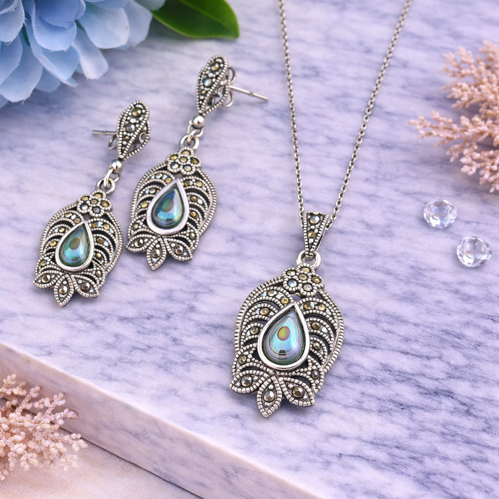 Kyra Marcasite Pendant Set