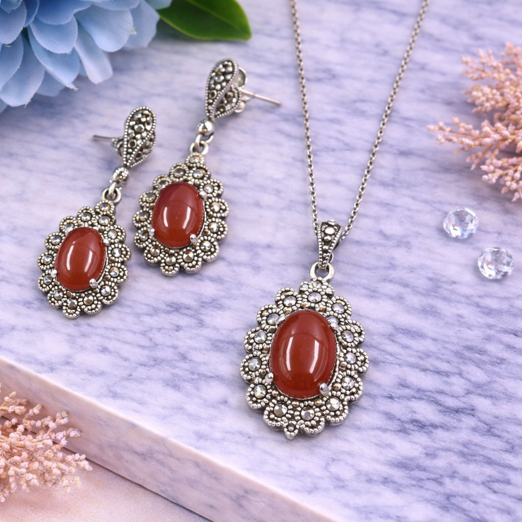 Rumi Marcasite Pendant Set