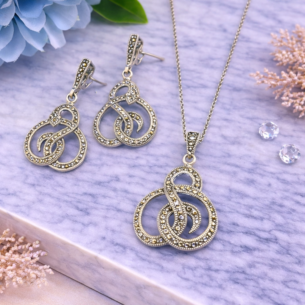 Pristine Marcasite Pendant Set