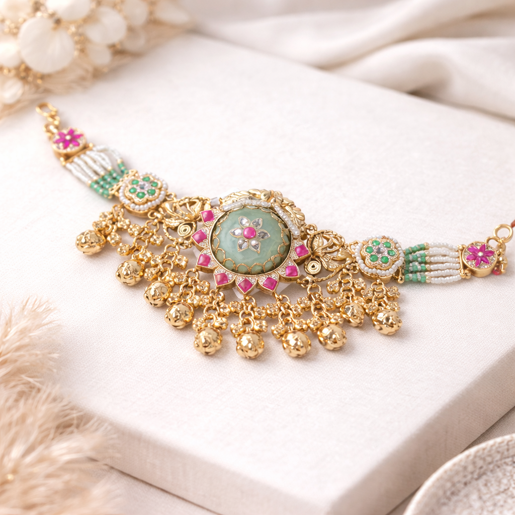 Aahana Gold Polish Choker Necklace