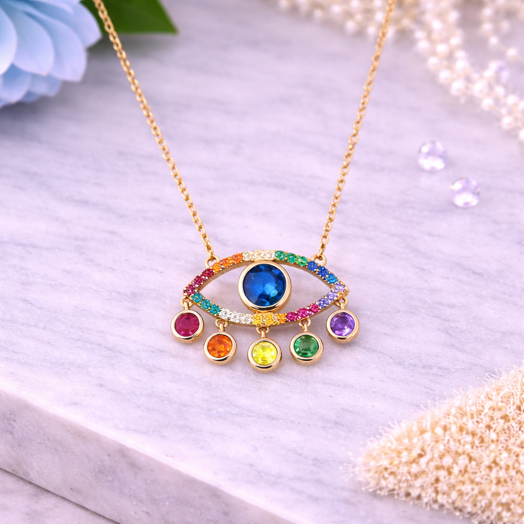 Rainbow Evil Eye Pendant