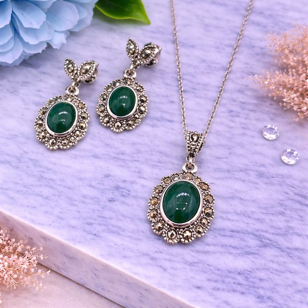 Pure Aura Marcasite Pendant Set
