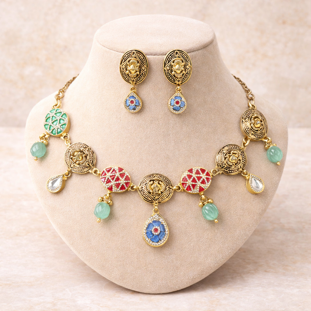 Nizami Gold Polish Necklace Set