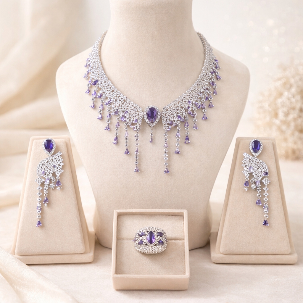 Rhea Purple Aura Necklace Set
