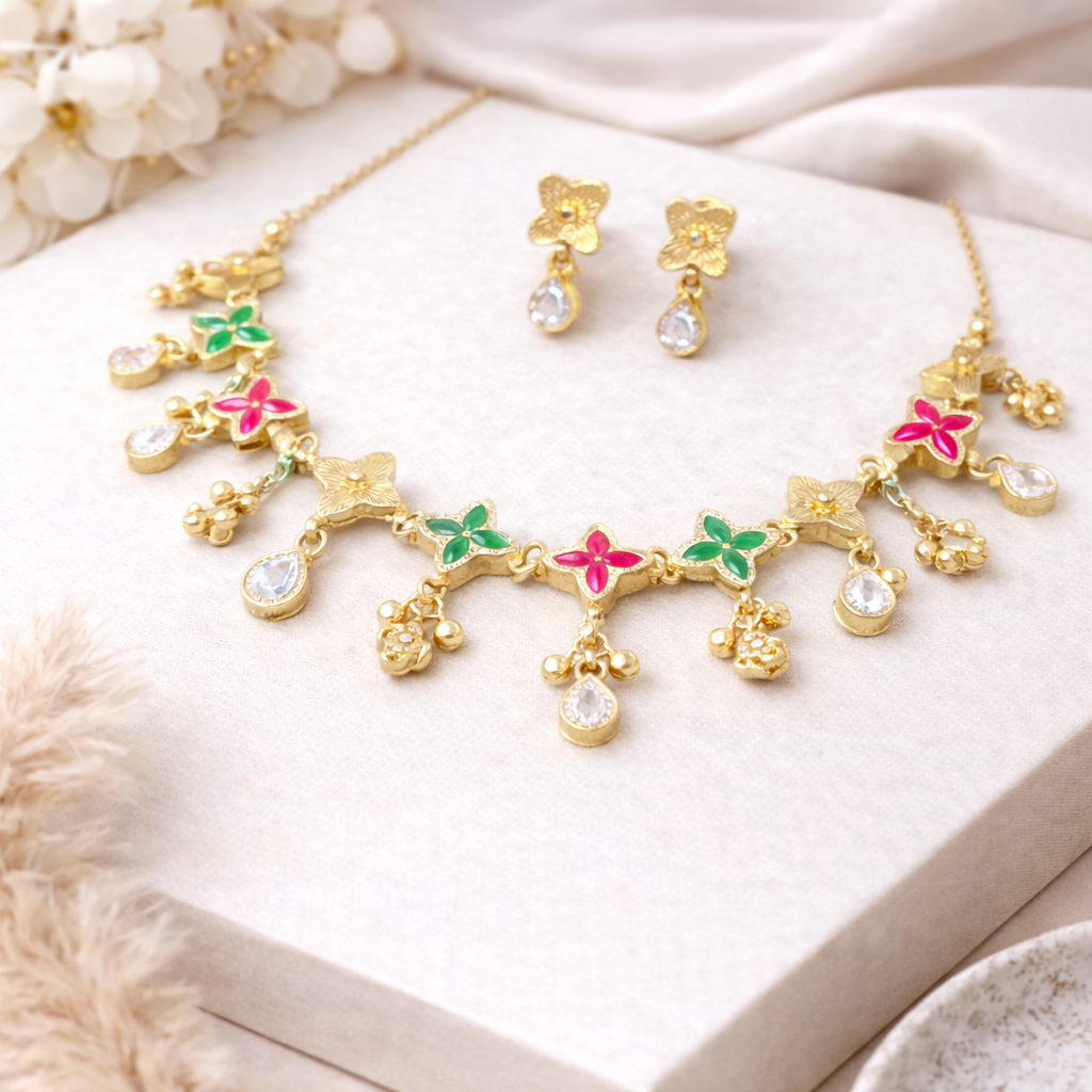 Aaradhya Gold Polish Necklace Set