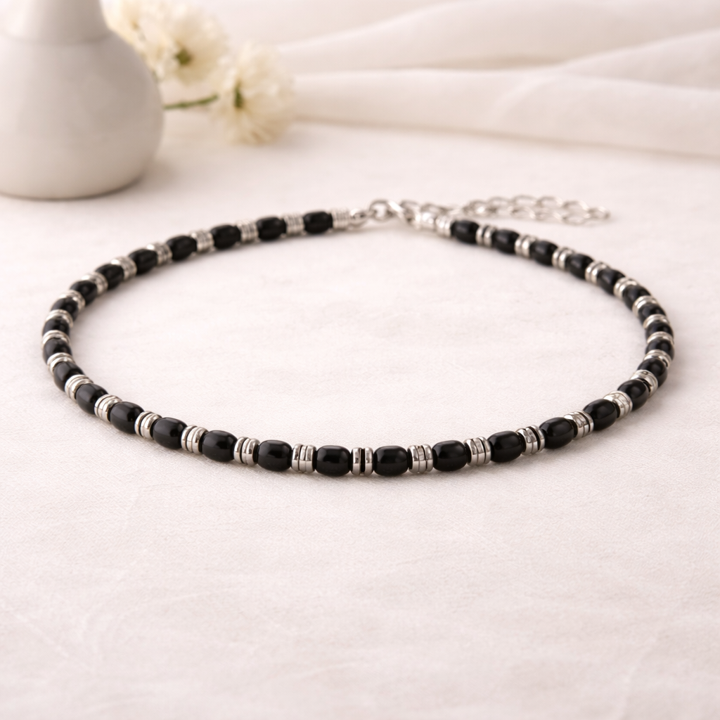 Elira Black Beads Anklet