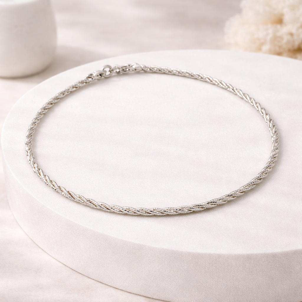 Silver Wave Anklet