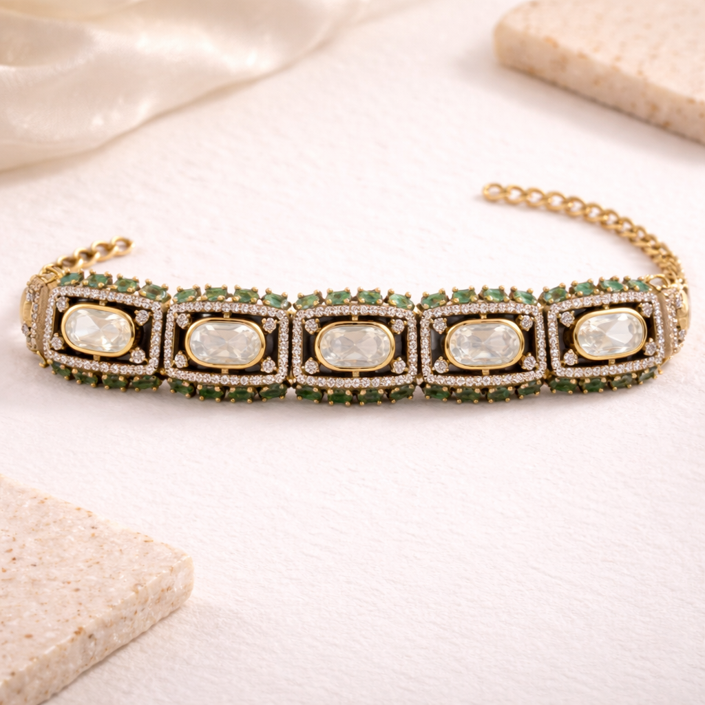 Aarini Gold Polish Polki Bracelet