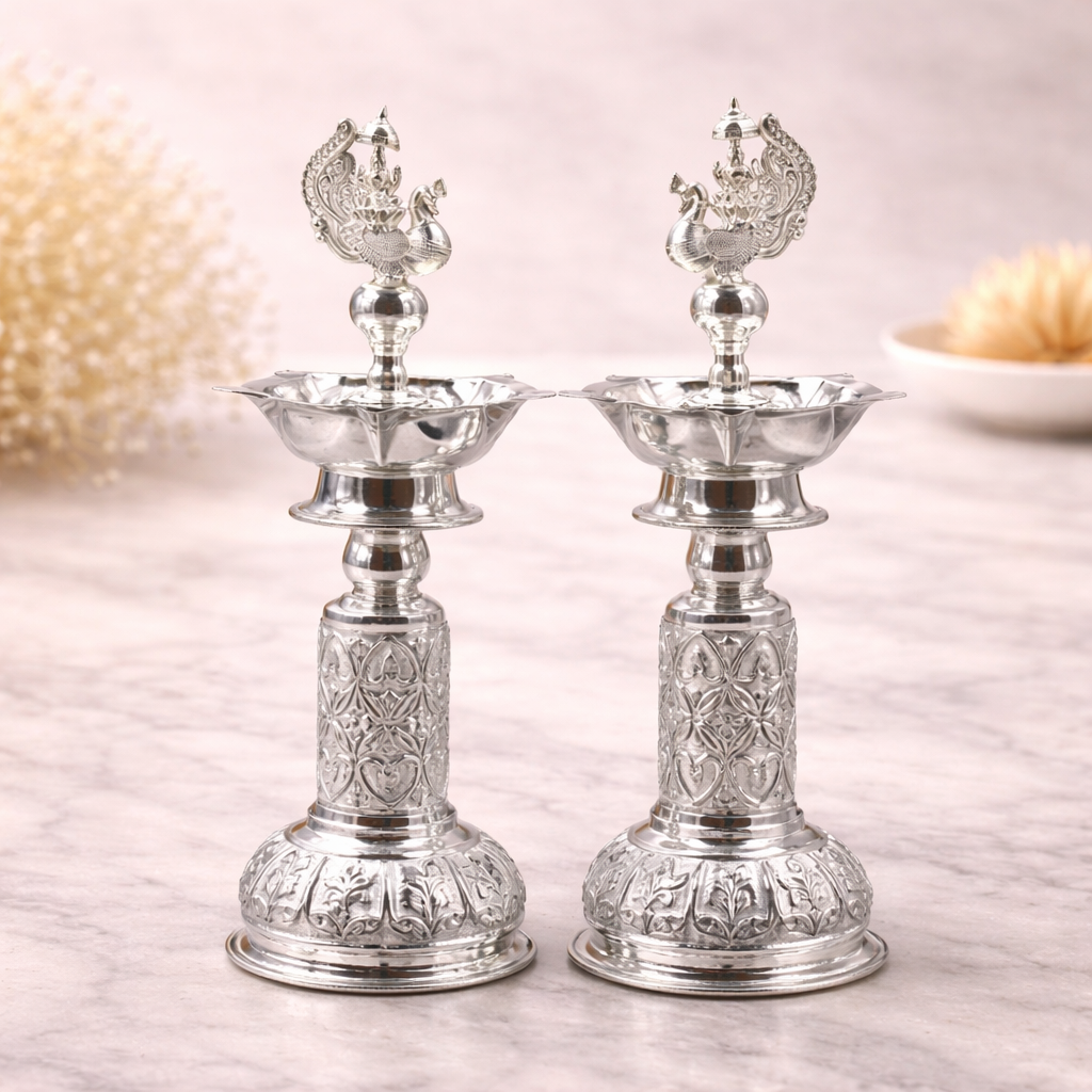 Peacock Candle Stand Pair