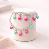 Baby silver bracelet with heart-shaped charms 