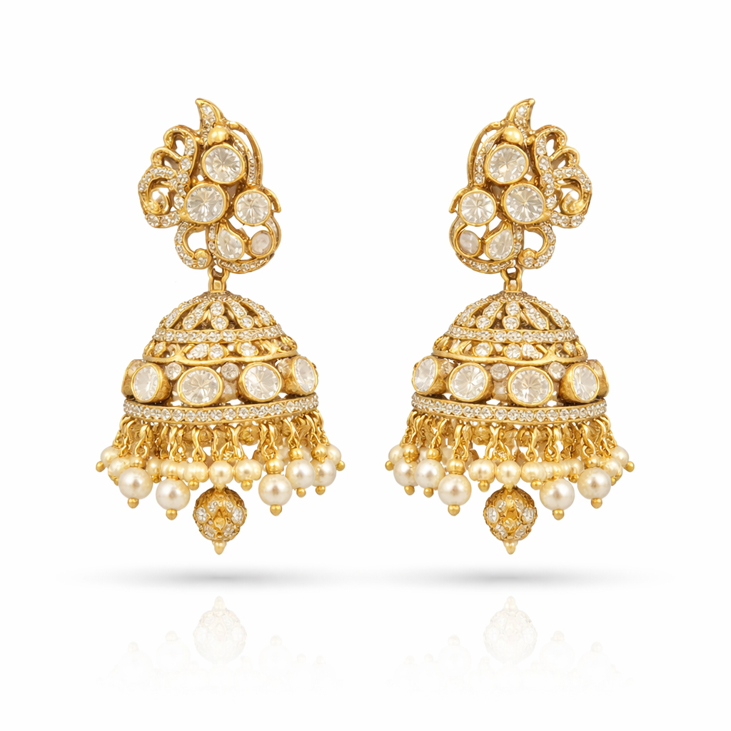 Shakti Gold Polish Mossianite Polki Jhumkas