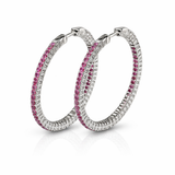Pink Gem Hoop Earring