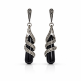 Chic Black Marcasite Drop Earrings