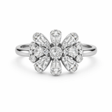 Silver ring with a floral design