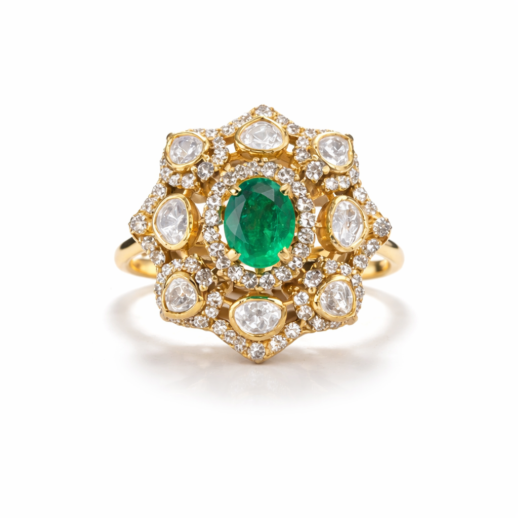 Reeva Gold Polish Polki Ring