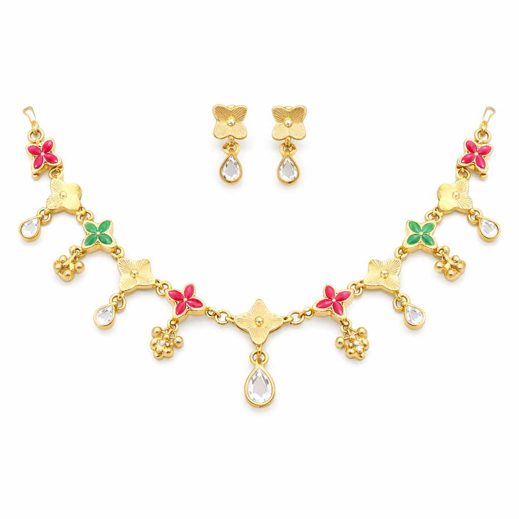 Aaradhya Gold Polish Necklace Set