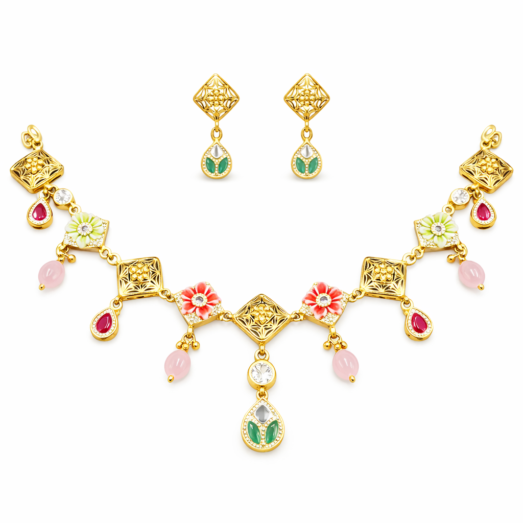 Aarika Gold Polish Necklace Set
