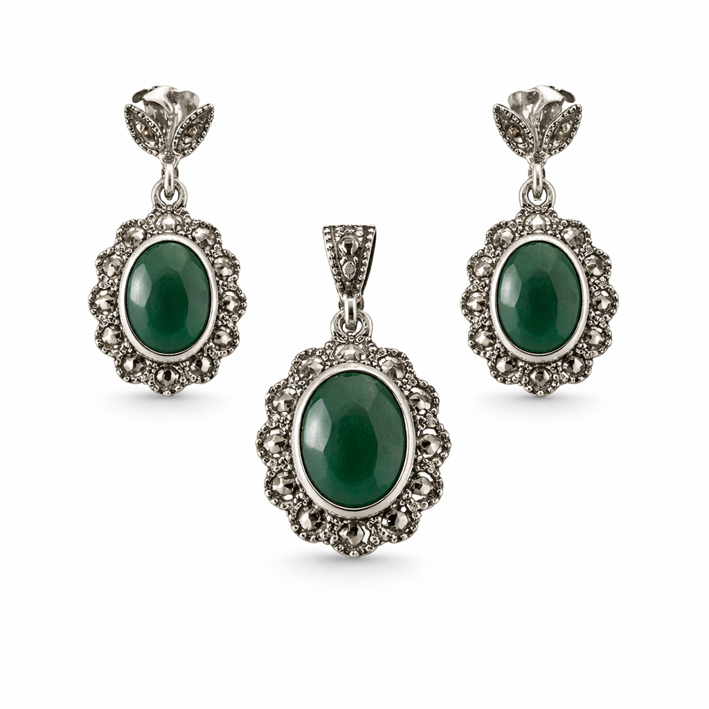 Pure Aura Marcasite Pendant Set