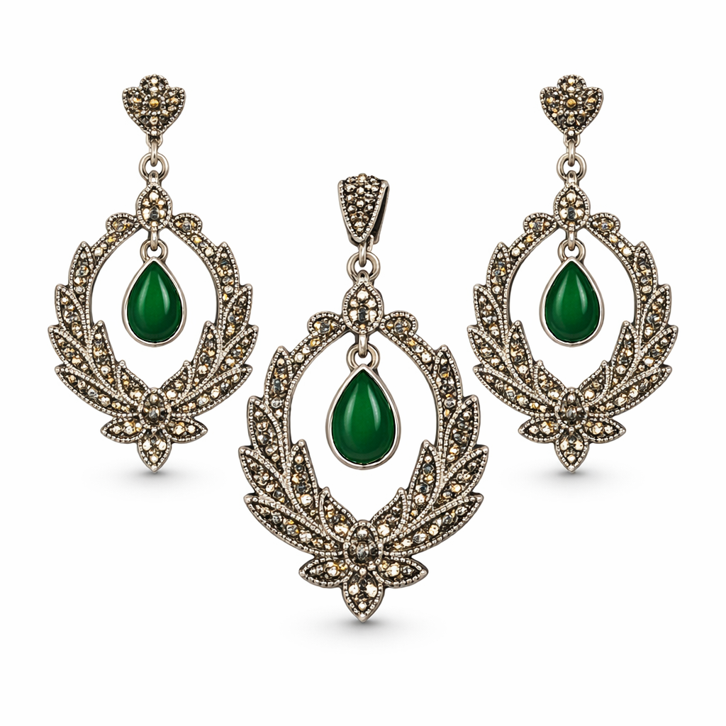 Reeva Marcasite Pendant Set