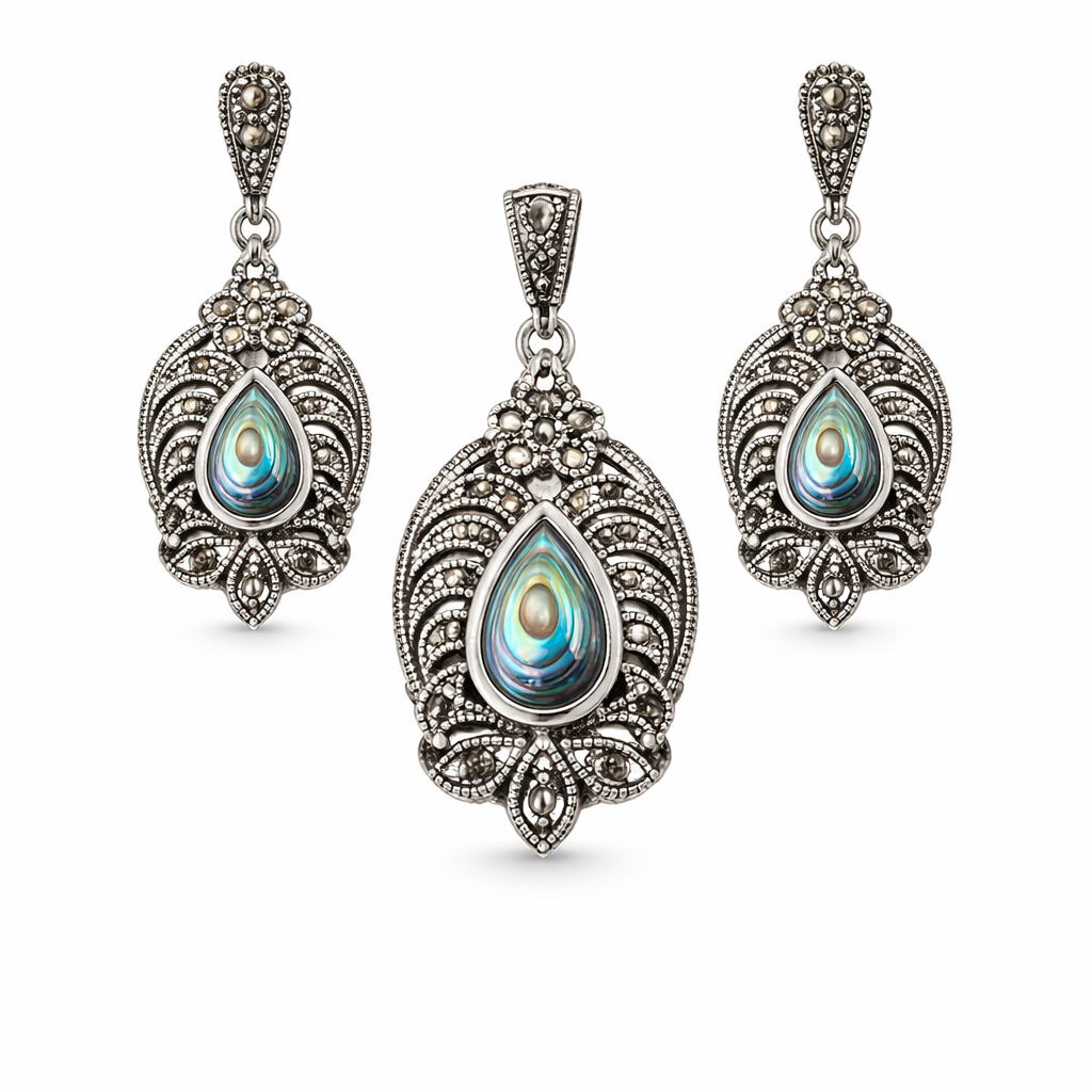 Kyra Marcasite Pendant Set
