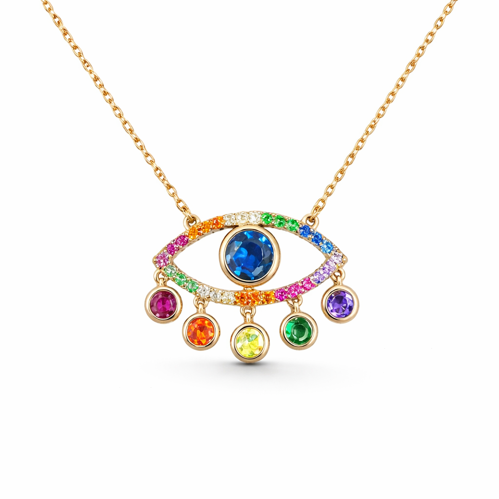 Rainbow Evil Eye Pendant