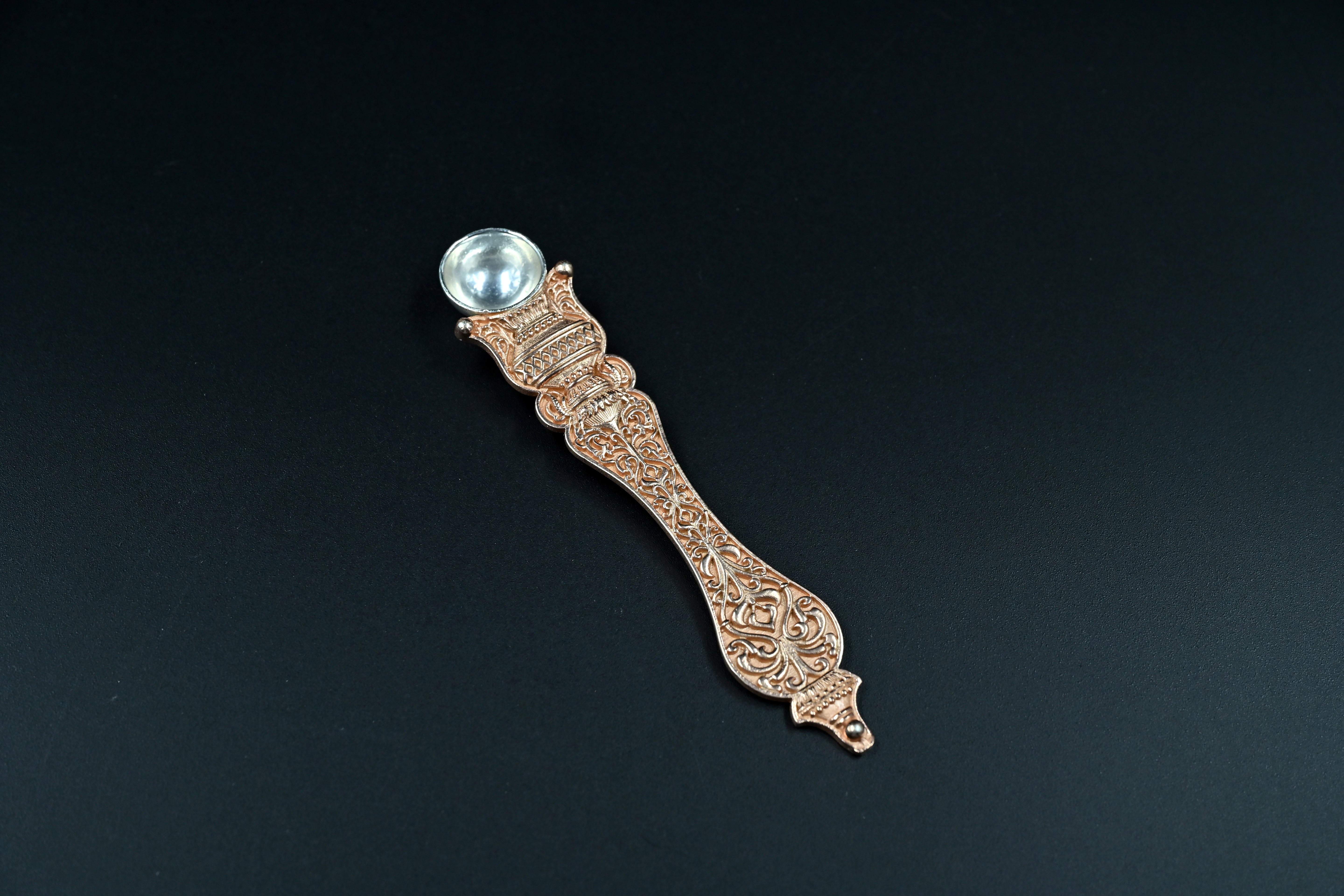 Royal Silver & Rose Gold carved Pooja Thali Set